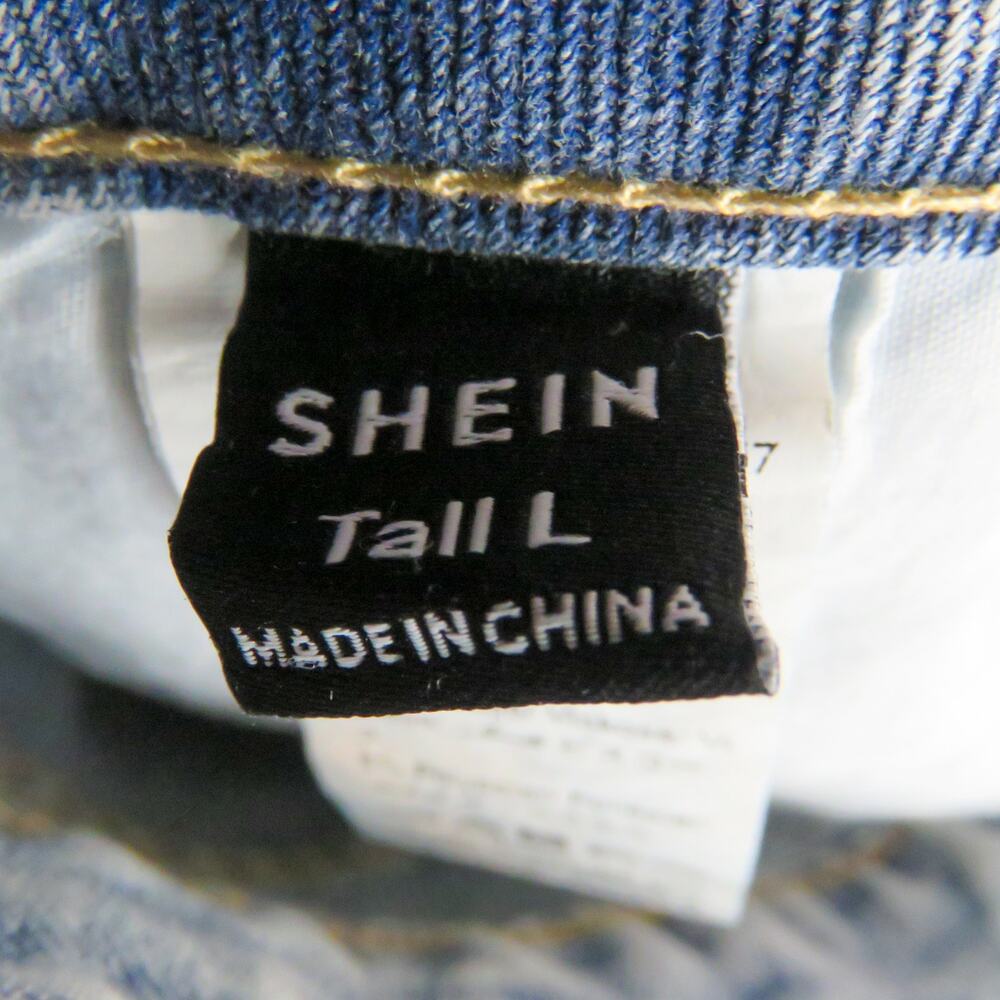 Shein Light Wash High Rise Straight Leg Mom Jeans Ripped Knee Large 30" - Picture 8 of 10